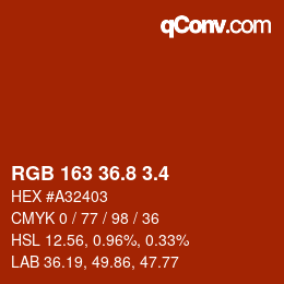 カラーコード: RGB 163 36.8 3.4 | qconv.com