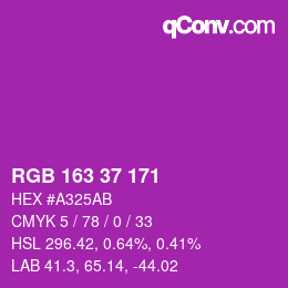 Color code: RGB 163 37 171 | qconv.com