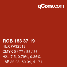 Color code: RGB 163 37 19 | qconv.com