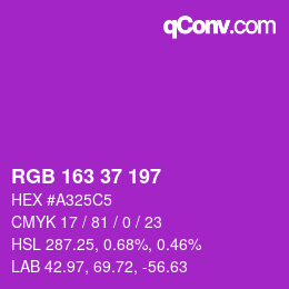 Color code: RGB 163 37 197 | qconv.com
