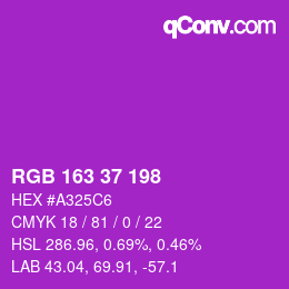 Color code: RGB 163 37 198 | qconv.com