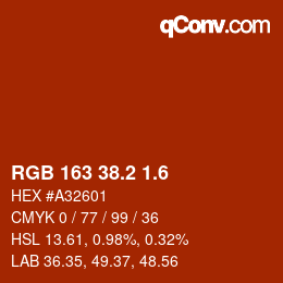 カラーコード: RGB 163 38.2 1.6 | qconv.com