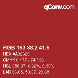 カラーコード: RGB 163 38.2 41.6 | qconv.com