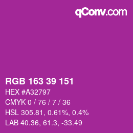 カラーコード: RGB 163 39 151 | qconv.com