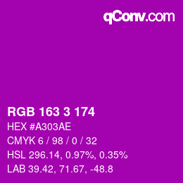 Color code: RGB 163 3 174 | qconv.com