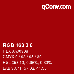 カラーコード: RGB 163 3 8 | qconv.com