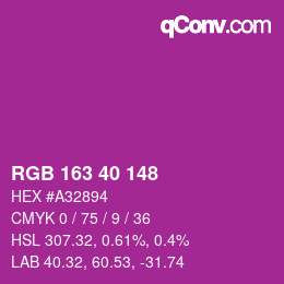 Color code: RGB 163 40 148 | qconv.com