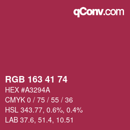 颜色代码: RGB 163 41 74 | qconv.com