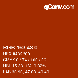 Color code: RGB 163 43 0 | qconv.com