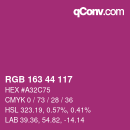 カラーコード: RGB 163 44 117 | qconv.com