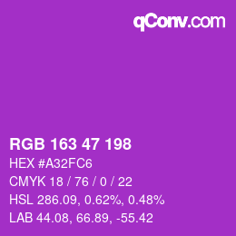 Color code: RGB 163 47 198 | qconv.com