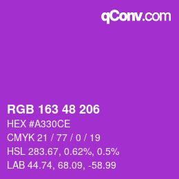 Color code: RGB 163 48 206 | qconv.com