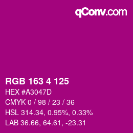 Color code: RGB 163 4 125 | qconv.com