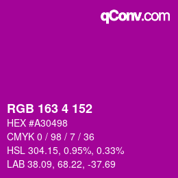 Color code: RGB 163 4 152 | qconv.com