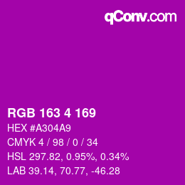 Color code: RGB 163 4 169 | qconv.com
