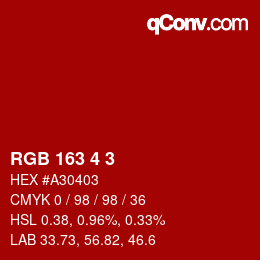 Color code: RGB 163 4 3 | qconv.com