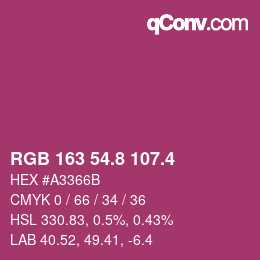 カラーコード: RGB 163 54.8 107.4 | qconv.com