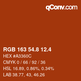 カラーコード: RGB 163 54.8 12.4 | qconv.com