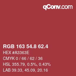 カラーコード: RGB 163 54.8 62.4 | qconv.com
