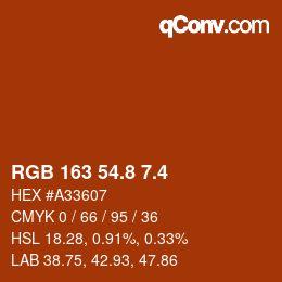 カラーコード: RGB 163 54.8 7.4 | qconv.com