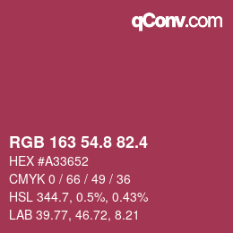 カラーコード: RGB 163 54.8 82.4 | qconv.com