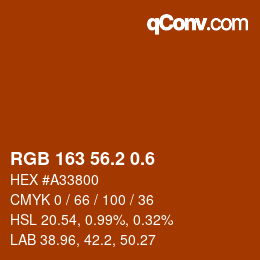 カラーコード: RGB 163 56.2 0.6 | qconv.com