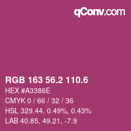 カラーコード: RGB 163 56.2 110.6 | qconv.com