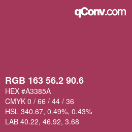 カラーコード: RGB 163 56.2 90.6 | qconv.com