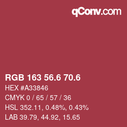カラーコード: RGB 163 56.6 70.6 | qconv.com