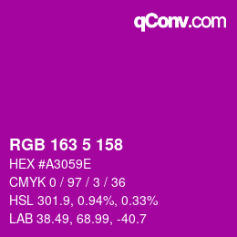 Color code: RGB 163 5 158 | qconv.com