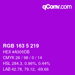 Color code: RGB 163 5 219 | qconv.com