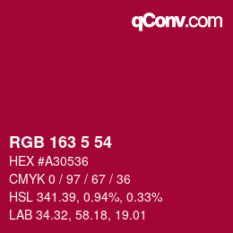 Color code: RGB 163 5 54 | qconv.com