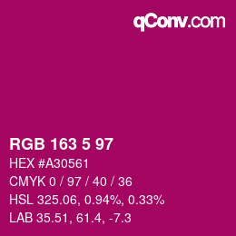 Color code: RGB 163 5 97 | qconv.com