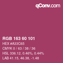 カラーコード: RGB 163 60 101 | qconv.com