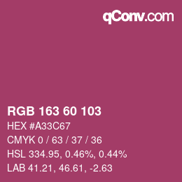 Color code: RGB 163 60 103 | qconv.com