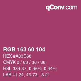 カラーコード: RGB 163 60 104 | qconv.com