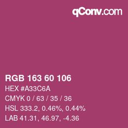 カラーコード: RGB 163 60 106 | qconv.com