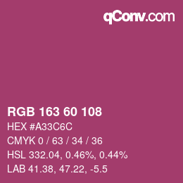 カラーコード: RGB 163 60 108 | qconv.com