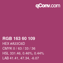 カラーコード: RGB 163 60 109 | qconv.com