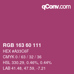 颜色代码: RGB 163 60 111 | qconv.com