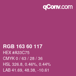 カラーコード: RGB 163 60 117 | qconv.com