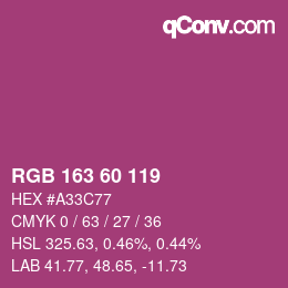 Color code: RGB 163 60 119 | qconv.com