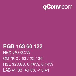 カラーコード: RGB 163 60 122 | qconv.com