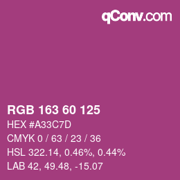 カラーコード: RGB 163 60 125 | qconv.com