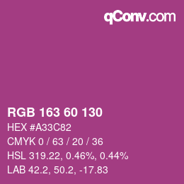 カラーコード: RGB 163 60 130 | qconv.com