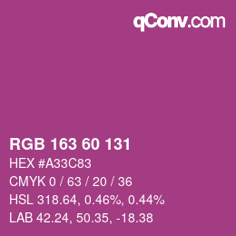颜色代码: RGB 163 60 131 | qconv.com