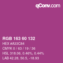 カラーコード: RGB 163 60 132 | qconv.com