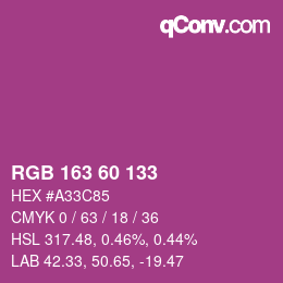 カラーコード: RGB 163 60 133 | qconv.com