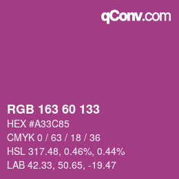 Color code: RGB 163 60 133 | qconv.com