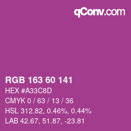 カラーコード: RGB 163 60 141 | qconv.com